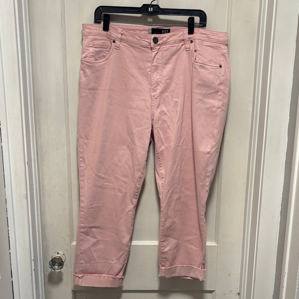 KUT From The Kloth Amy Crop Straight Leg Pink Jeans 16W
